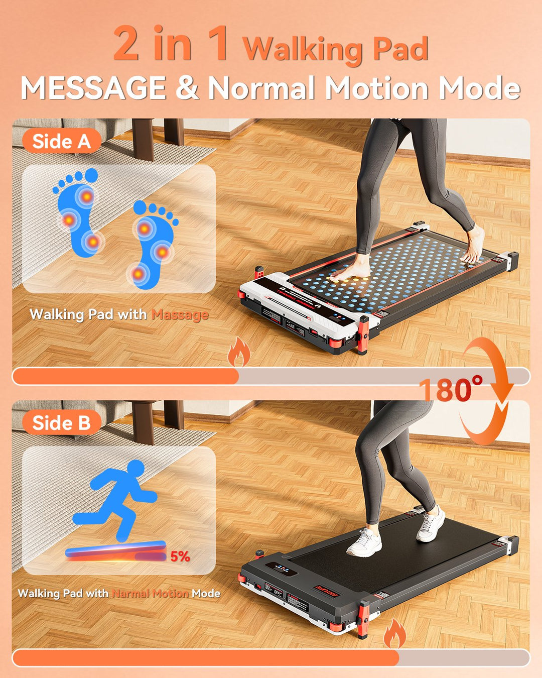 Anylife 2 in 1 Walking Pad Treadmill featuring a powerful 2.5HP motor designed for high-performance workouts