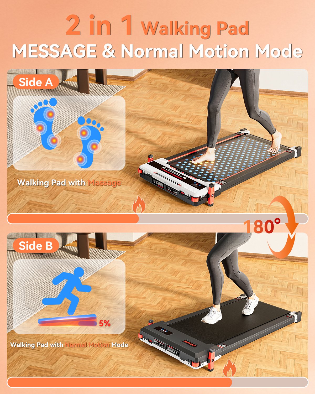 Anylife 2 in 1 Walking Pad Treadmill featuring a powerful 2.5HP motor designed for high-performance workouts