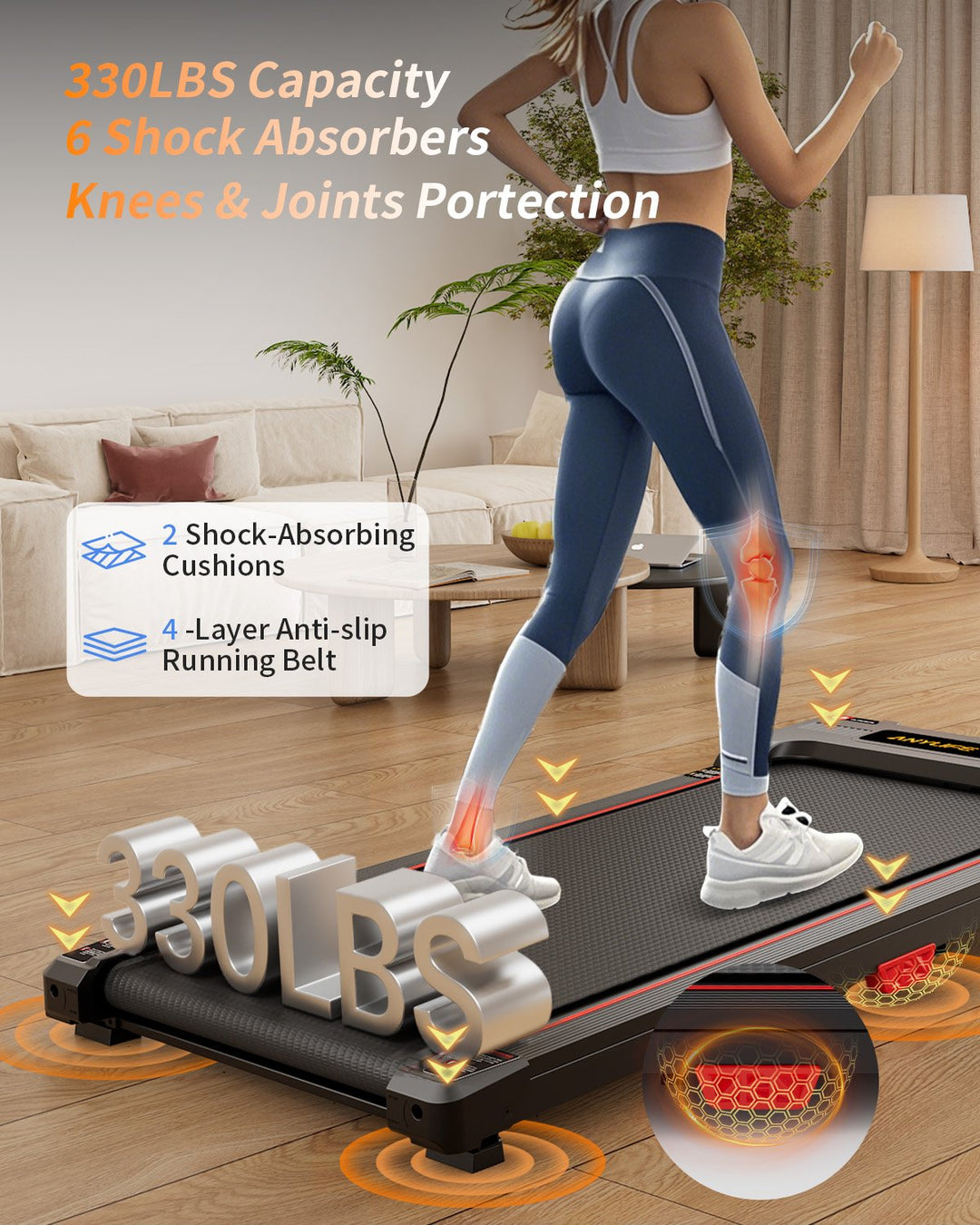 Anylife Portable Incline Walking Pad in a home office setting.