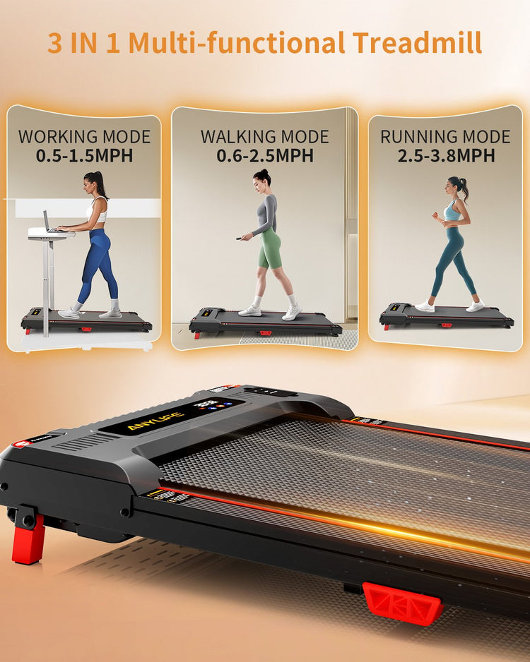 LED display showing speed and time on the 5° incline walking pad.