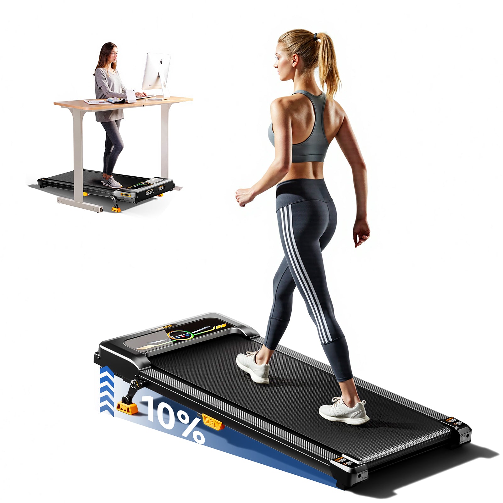 Anylife Portable Incline Walking Pad showcasing its sleek design and function.