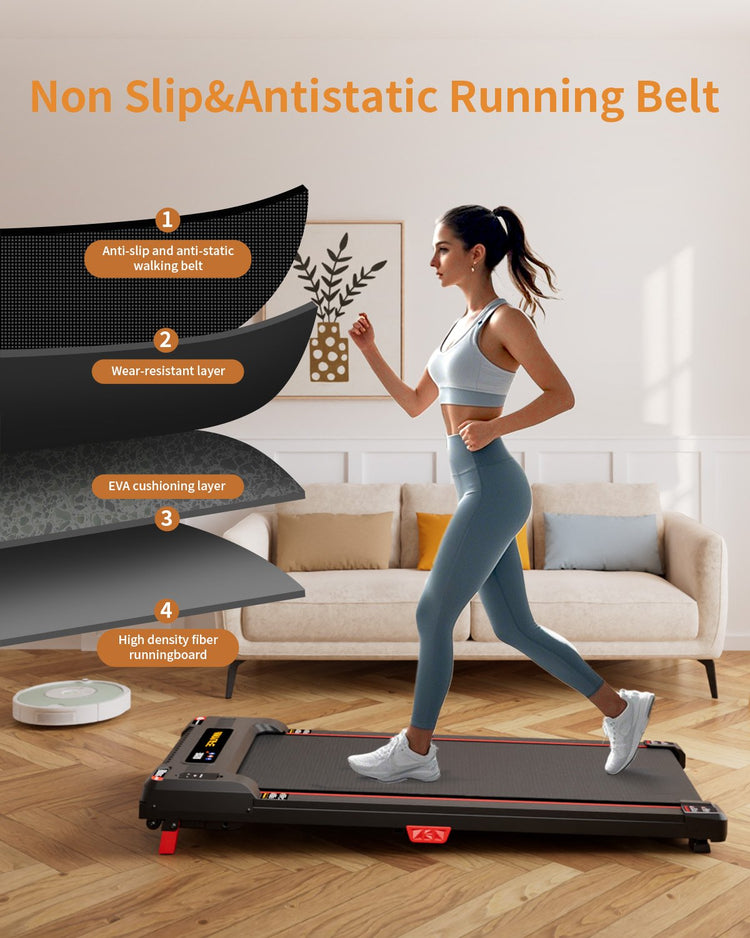 Anylife Walking Pad positioned under a desk for convenient use.
