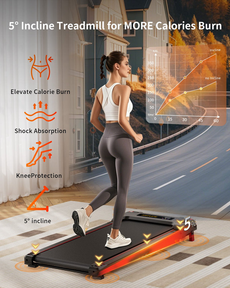 User adjusting the incline on the Anylife Walking Pad with remote control.