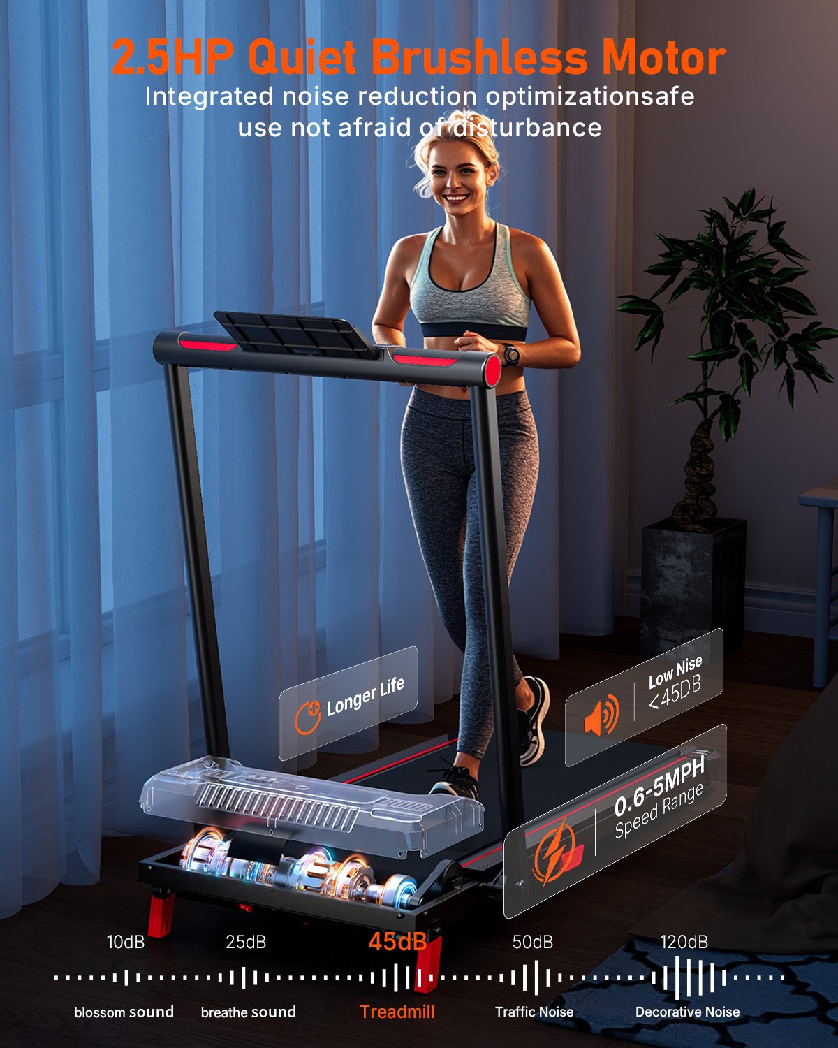 Anylife Walking Pad with Handle Bar demonstrating its compact design for easy storage and portability