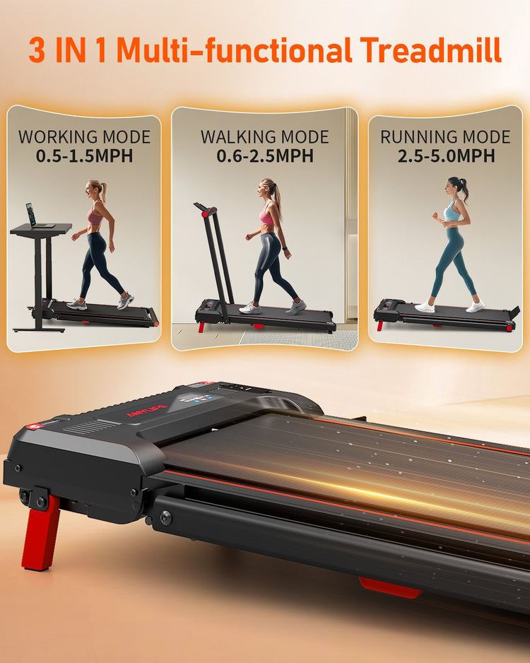 Anylife Walking Pad with Handle Bar detailing easy assembly and setup for immediate use